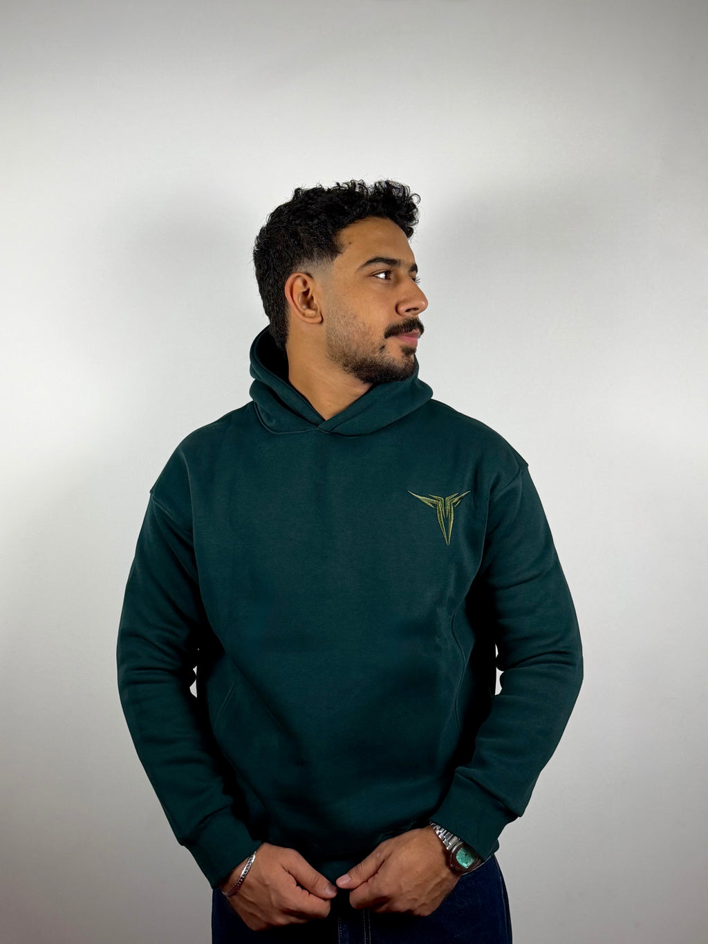 Hoodie -Boxy Fit -Dark Olive