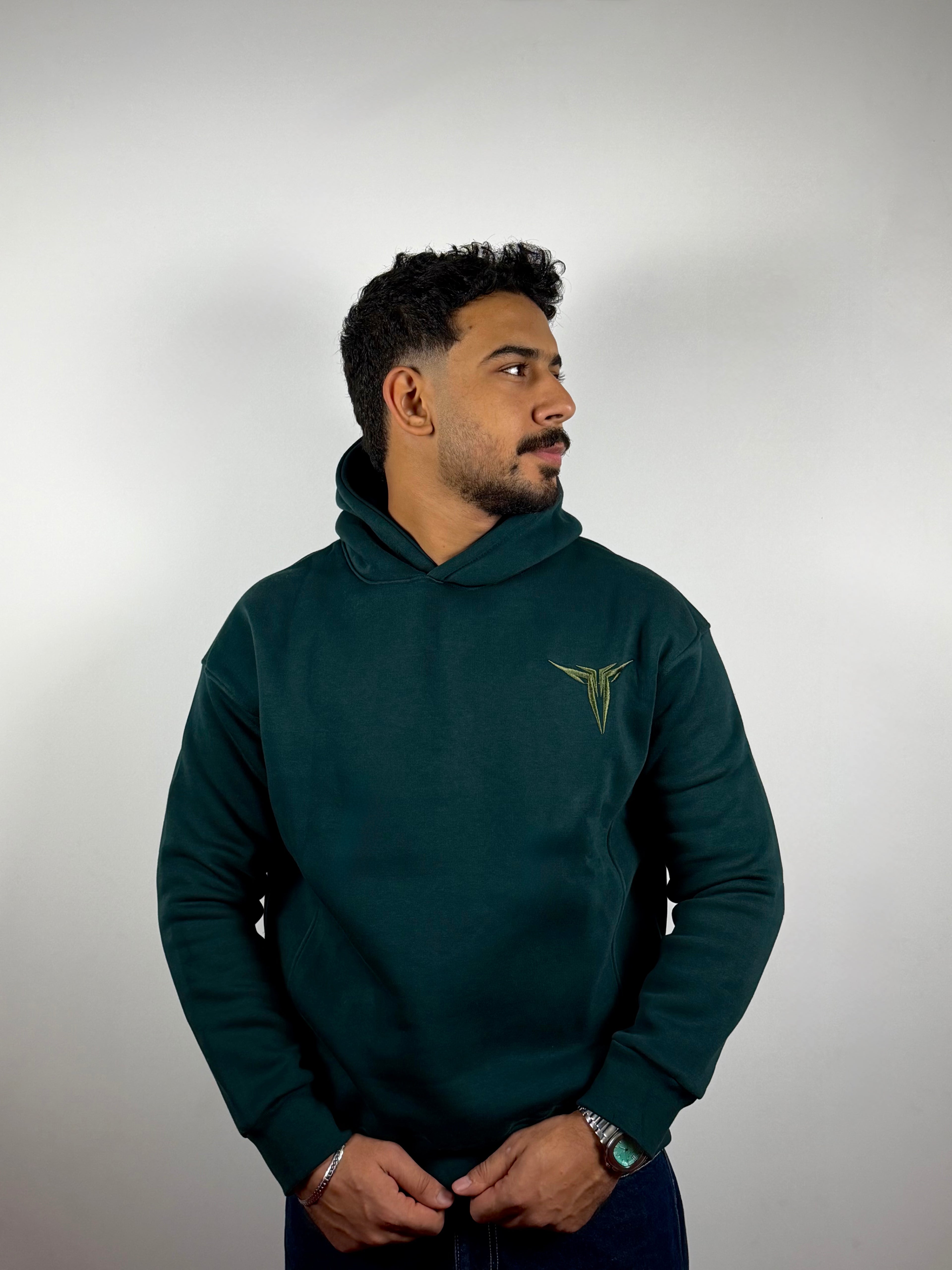 Hoodie -Boxy Fit -Dark Olive