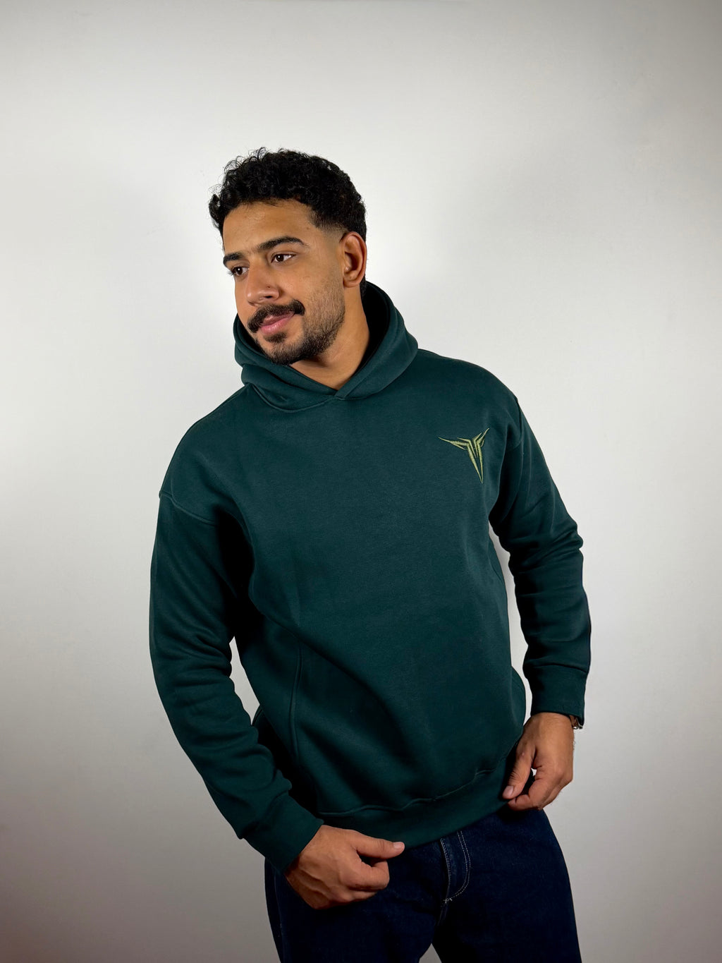 Hoodie -Boxy Fit -Dark Olive
